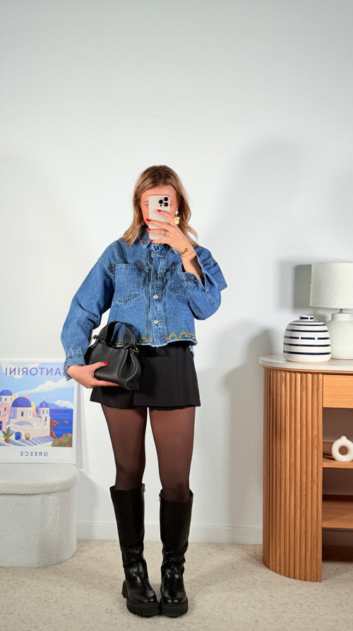 Veste en jean broderie - premium