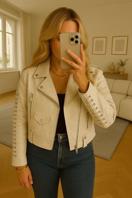 VESTE SIMILICUIR BEIGE - NOUVEAU
