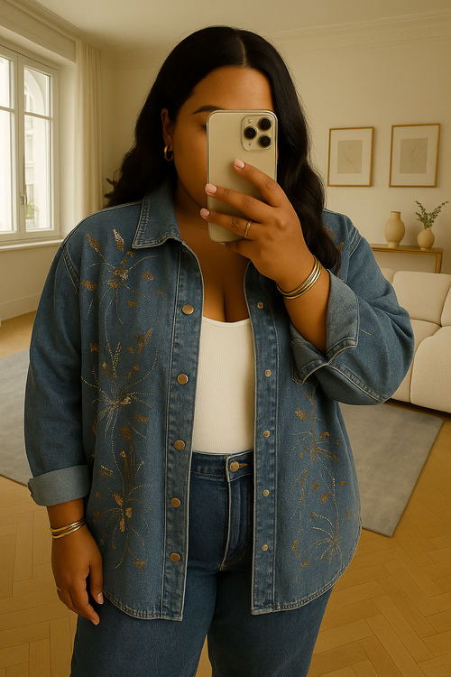 VESTE JEAN BLEU STRASS - NOUVEAU