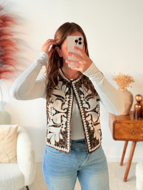 GILET SANS MANCHES LÉOPARD - NOUVEAU