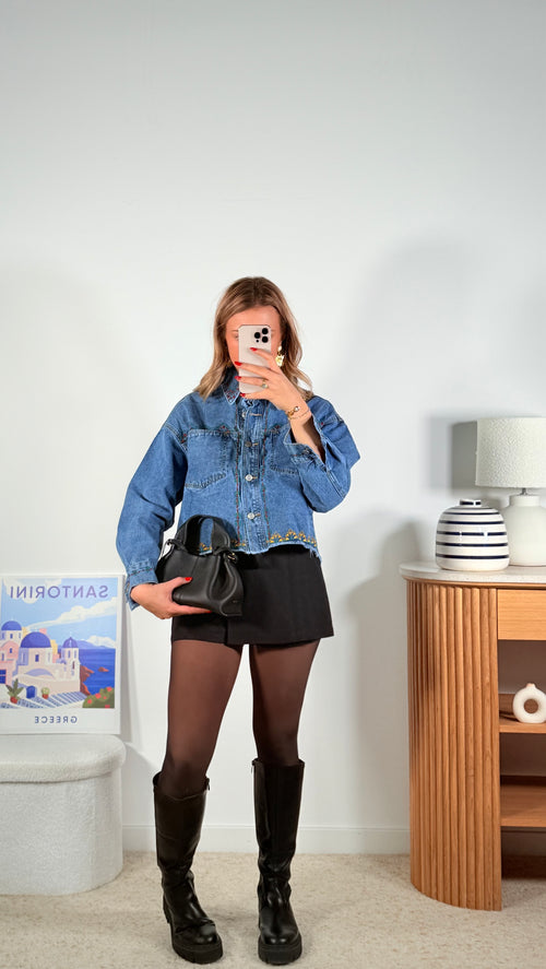 Veste en jean broderie  - premium