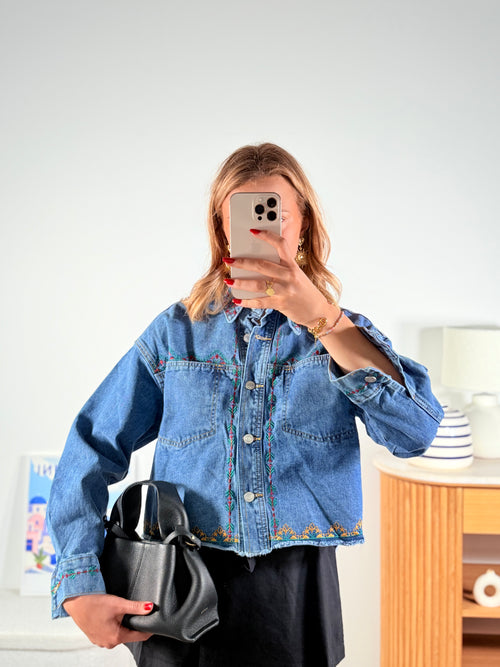 Veste en jean broderie  - premium